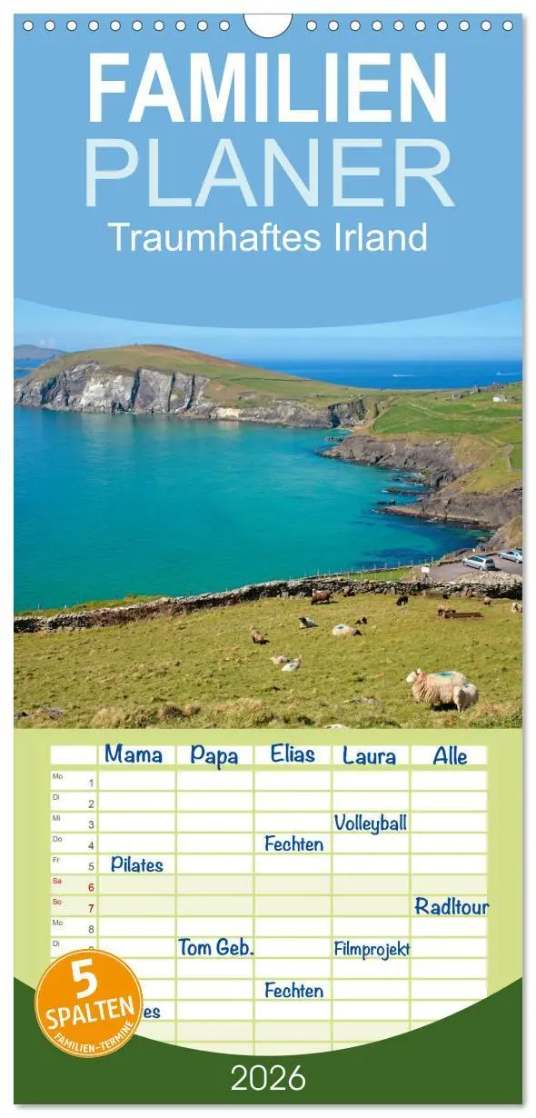 Cover: 9783516512793 | Familienplaner 2026 - Traumhaftes Irland mit 5 Spalten...