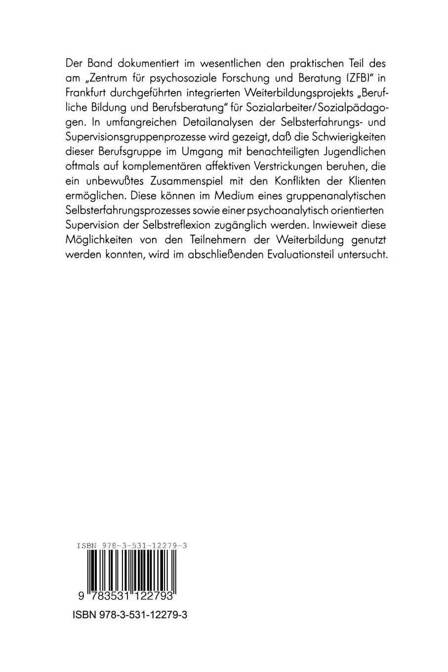 Rückseite: 9783531122793 | Psychoanalyse in der Weiterbildung | Manfred Clemenz (u. a.) | Buch