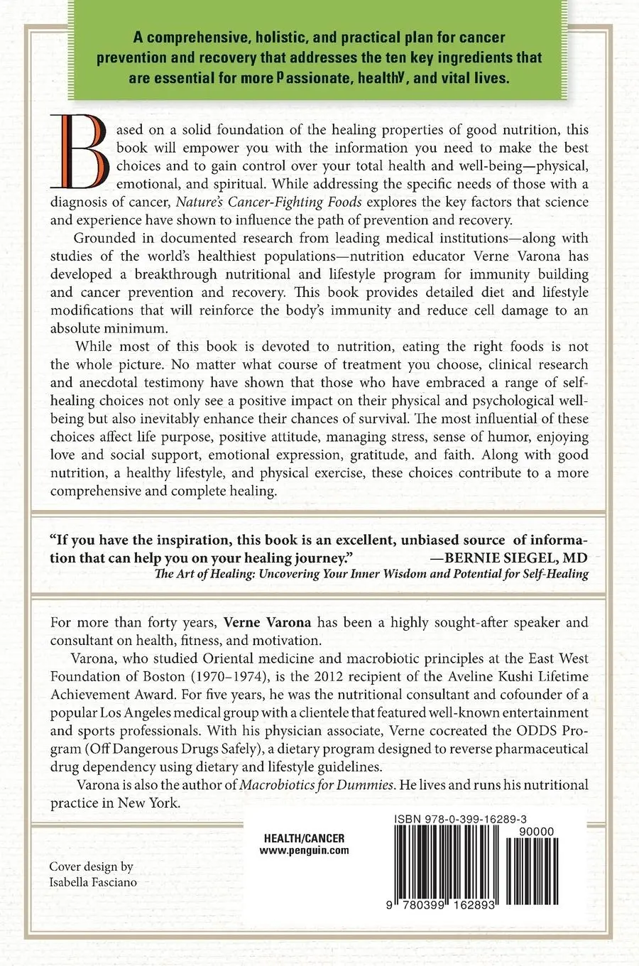 Rückseite: 9780399162893 | Nature's Cancer-Fighting Foods | Verne Varona | Taschenbuch | Englisch