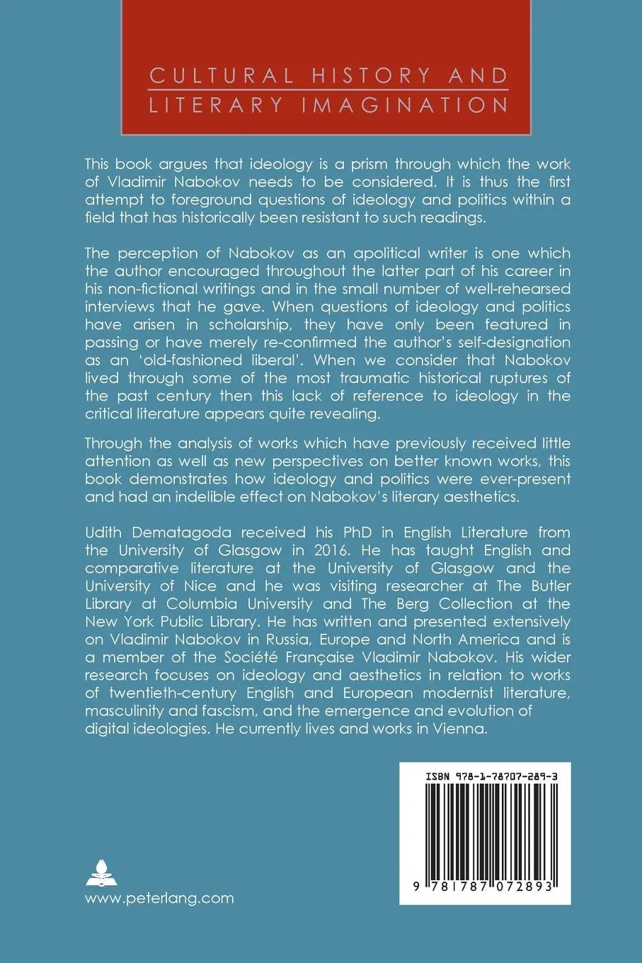 Rückseite: 9781787072893 | Vladimir Nabokov and the Ideological Aesthetic | Udith Dematagoda