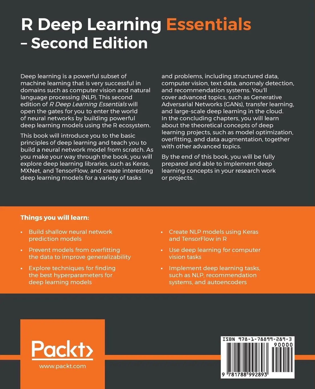 Rückseite: 9781788992893 | R Deep Learning Essentials | Mark Hodnett | Taschenbuch | Englisch