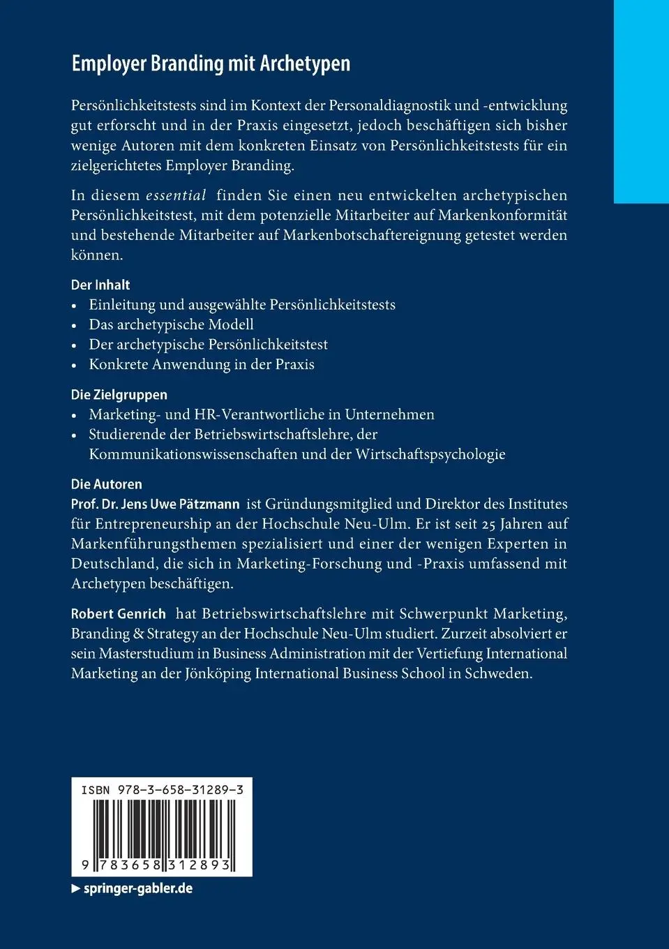 Rückseite: 9783658312893 | Employer Branding mit Archetypen | Robert Genrich (u. a.) | Buch