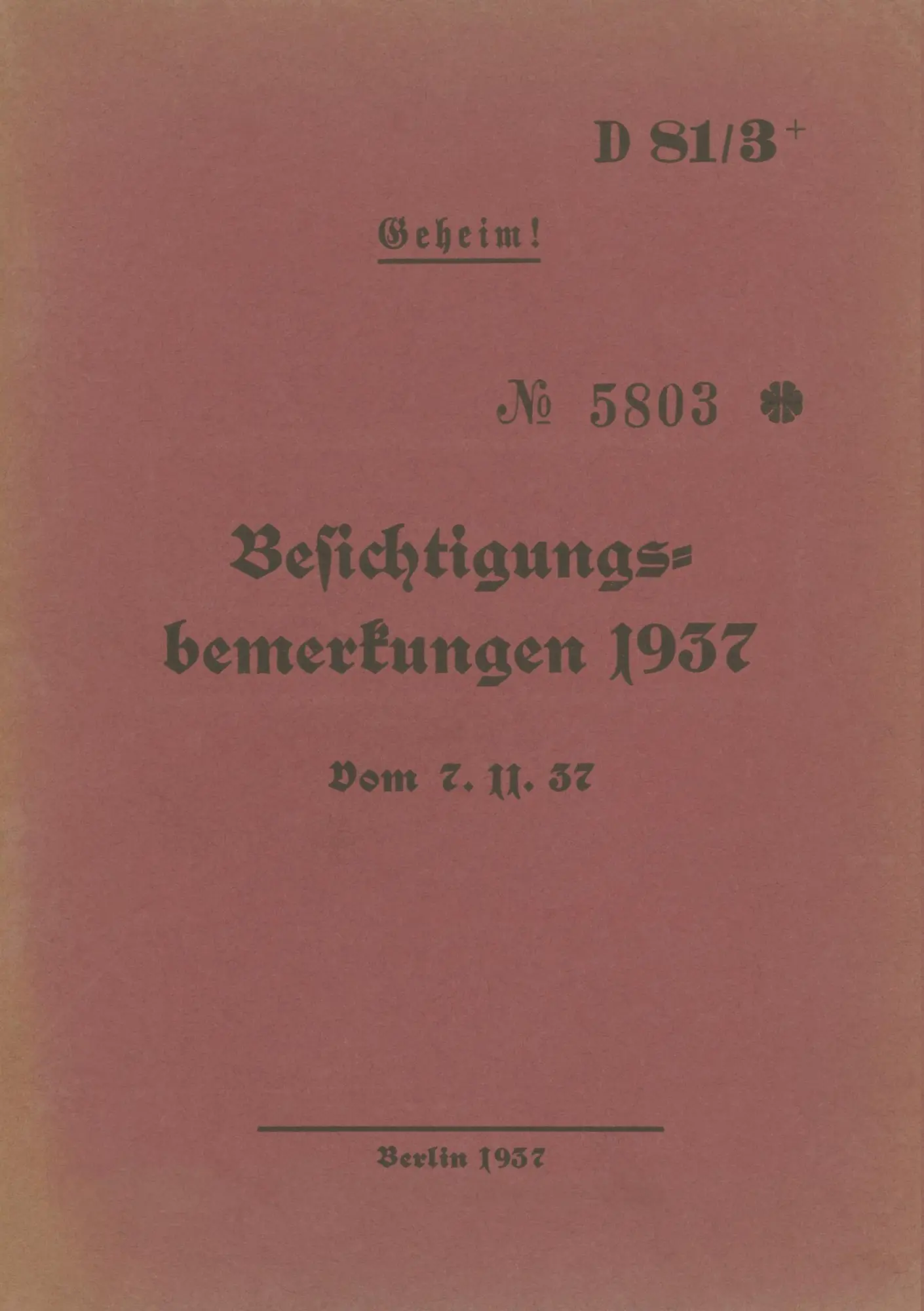 Cover: 9783750452893 | D 81/3+ Besichtigungsbemerkungen 1937 - Geheim | Thomas Heise | Buch