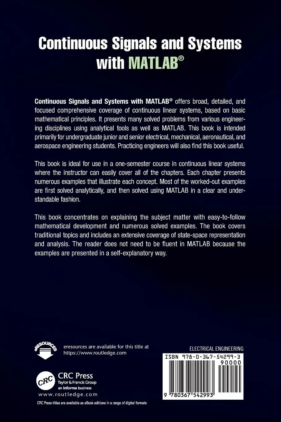Rückseite: 9780367542993 | Continuous Signals and Systems with MATLAB® | Taan S. Elali | Buch