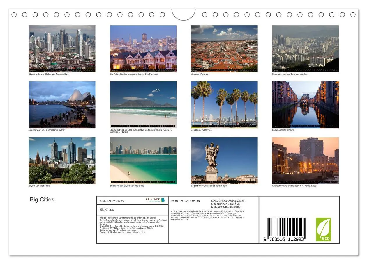 Bild: 9783516112993 | Big Cities (Wandkalender 2026 DIN A4 quer), CALVENDO Monatskalender