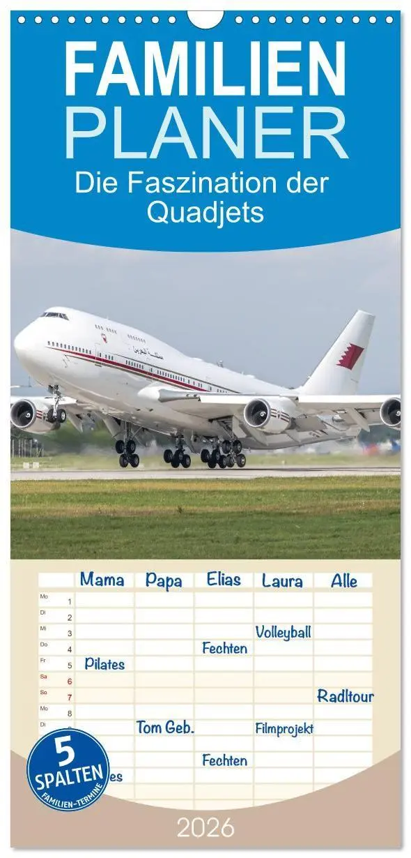 Cover: 9783516662993 | Familienplaner 2026 - Die Faszination der Quadjets mit 5 Spalten...