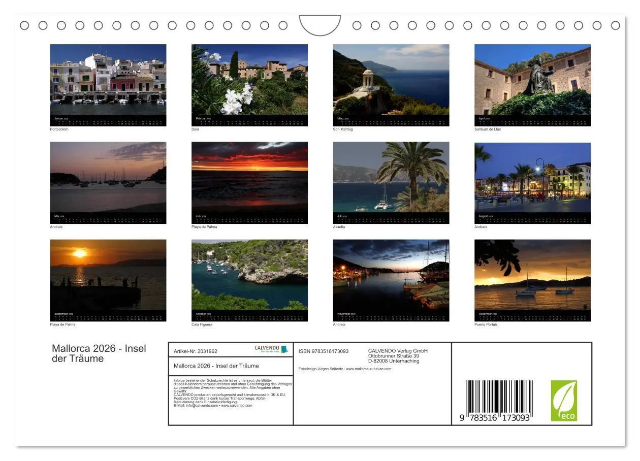 Bild: 9783516173093 | Mallorca 2026 - Insel der Träume (Wandkalender 2026 DIN A4 quer),...