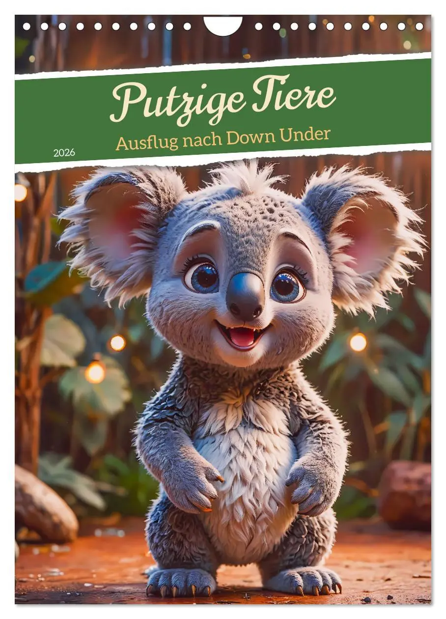 Cover: 9783516243093 | Putzige Tiere - Ausflug nach Down Under (Wandkalender 2026 DIN A4...