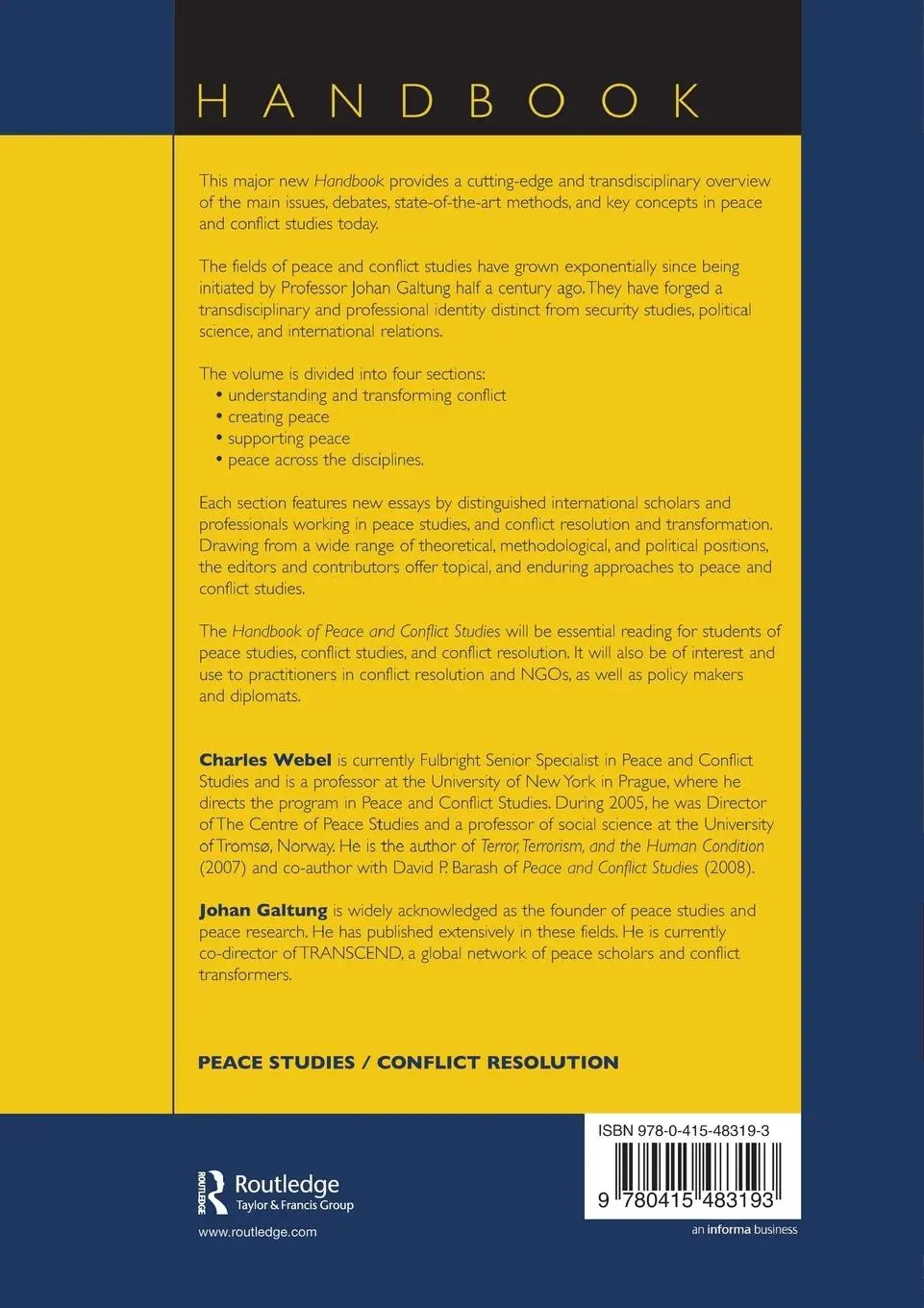 Rückseite: 9780415483193 | Handbook of Peace and Conflict Studies | Charles Webel (u. a.) | Buch
