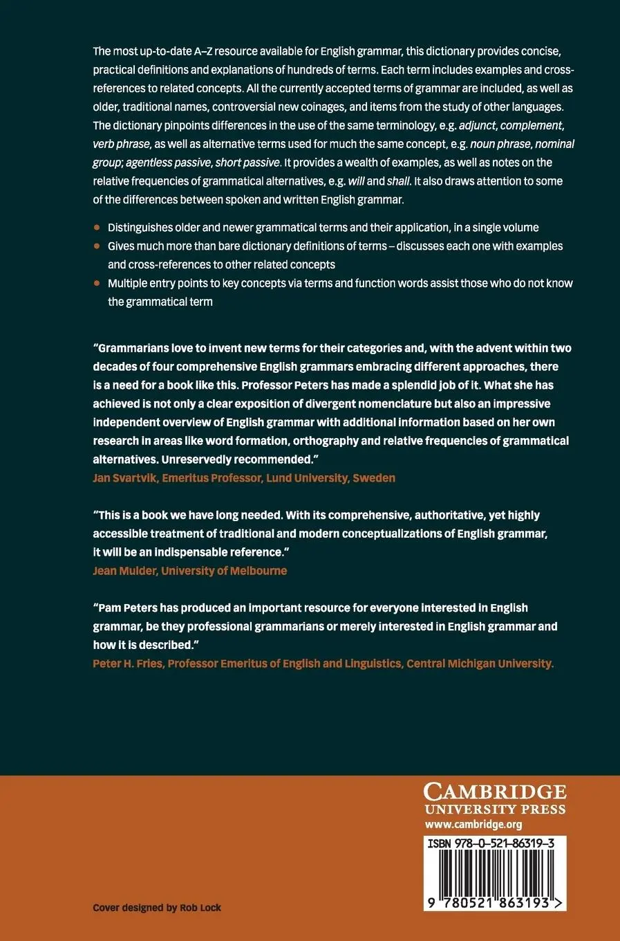Rückseite: 9780521863193 | The Cambridge Dictionary of English Grammar | Pam Peters | Buch | 2015