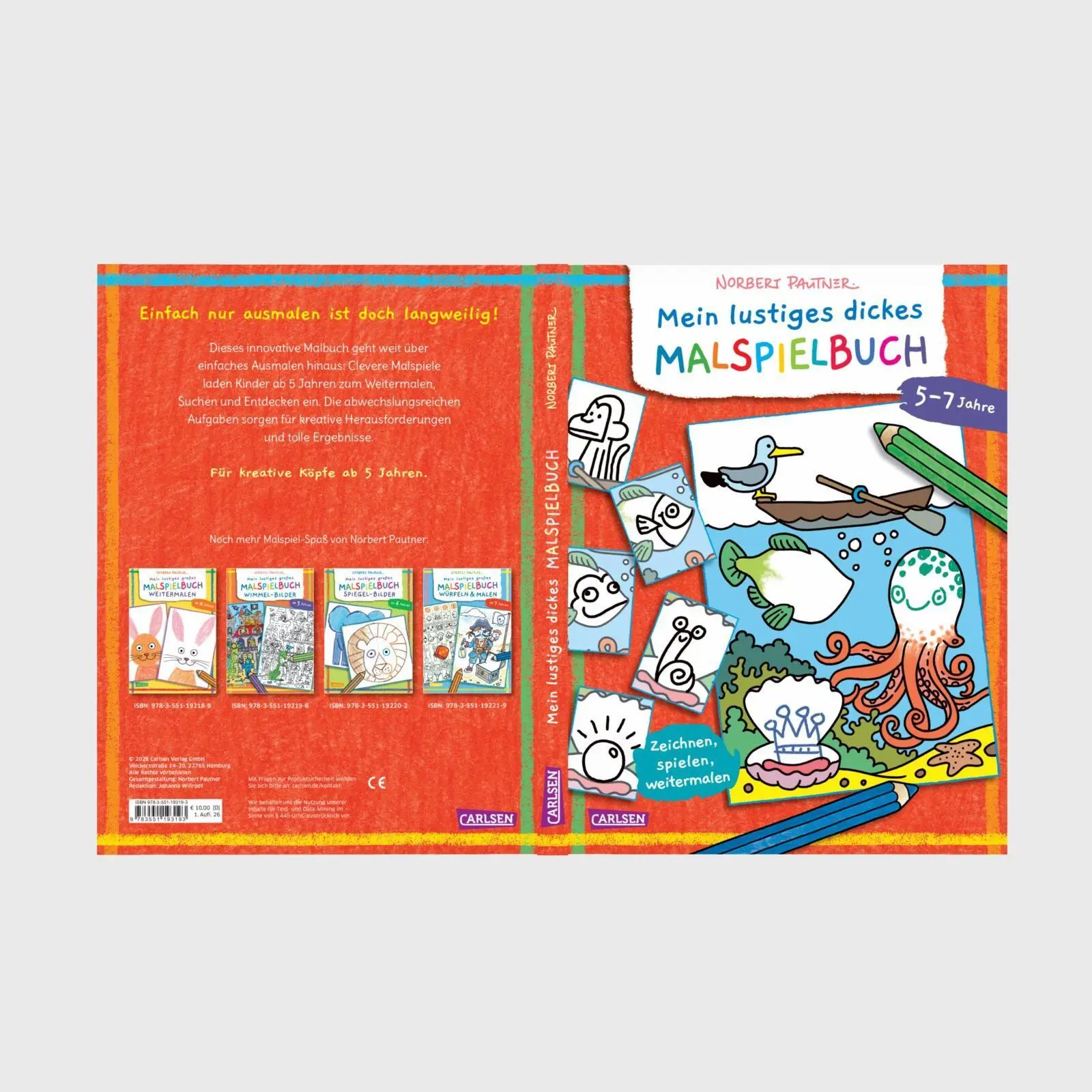 Bild: 9783551193193 | Mein lustiges dickes Malspielbuch | Zeichnen, Spielen, Weitermalen
