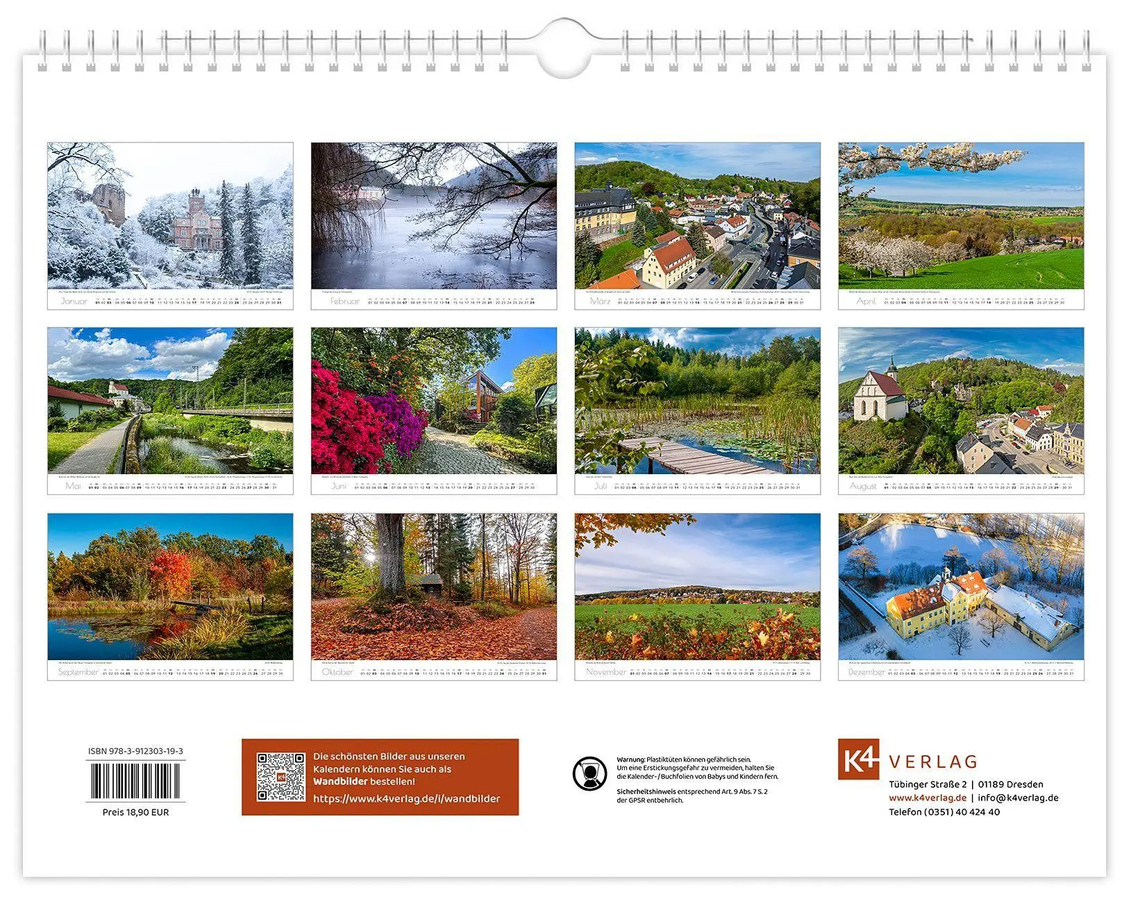 Bild: 9783912303193 | Kalender Tharandt und Umgebung 2027 | 40 x 30 cm weißes Kalendarium