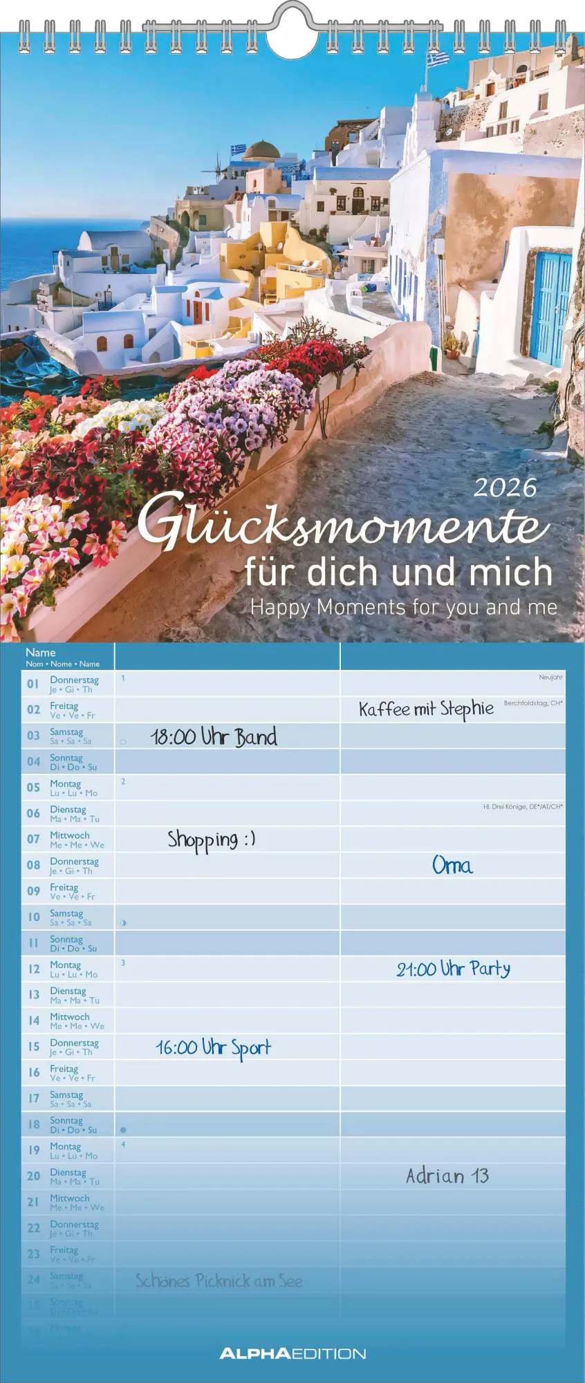 Cover: 4069095003293 | Glücksmomente für dich und mich 2026 - Familien-Timer 19,5x45 cm -...