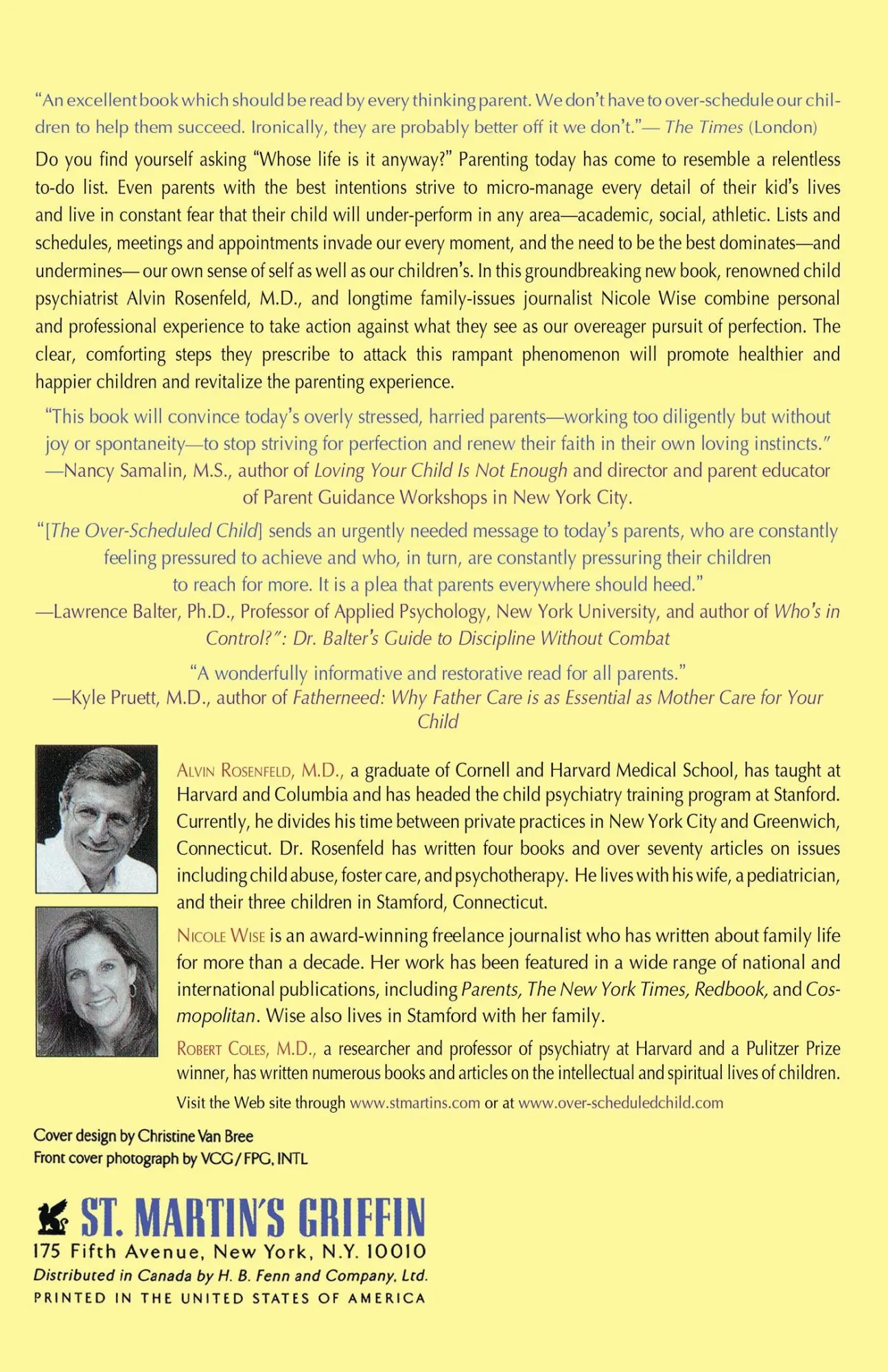 Rückseite: 9780312263393 | The Over-Scheduled Child | Avoiding the Hyper-Parenting Trap | Buch