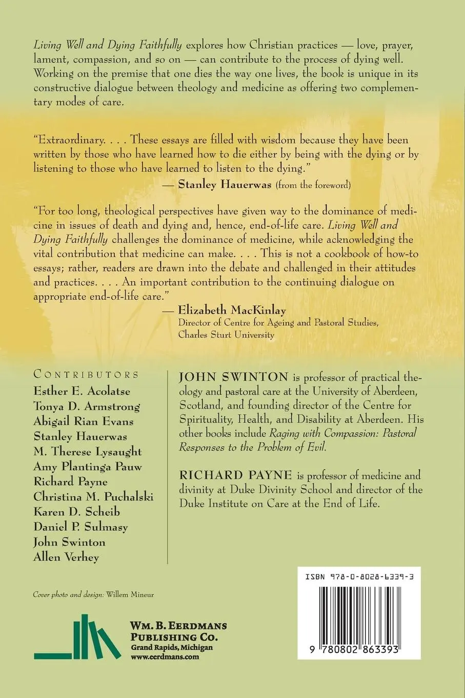 Rückseite: 9780802863393 | Living Well and Dying Faithfully | John Swinton (u. a.) | Taschenbuch