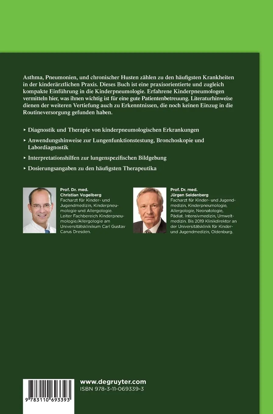 Rückseite: 9783110693393 | Pädiatrische Pneumologie | Christian Vogelberg (u. a.) | Buch | XVIII