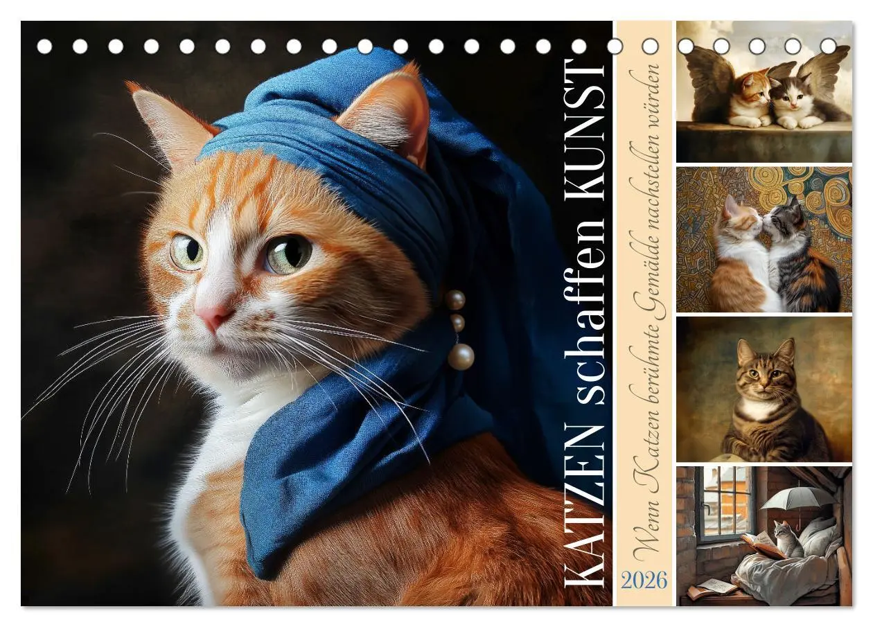 Cover: 9783457363393 | Katzen schaffen Kunst (Tischkalender 2026 DIN A5 quer), CALVENDO...