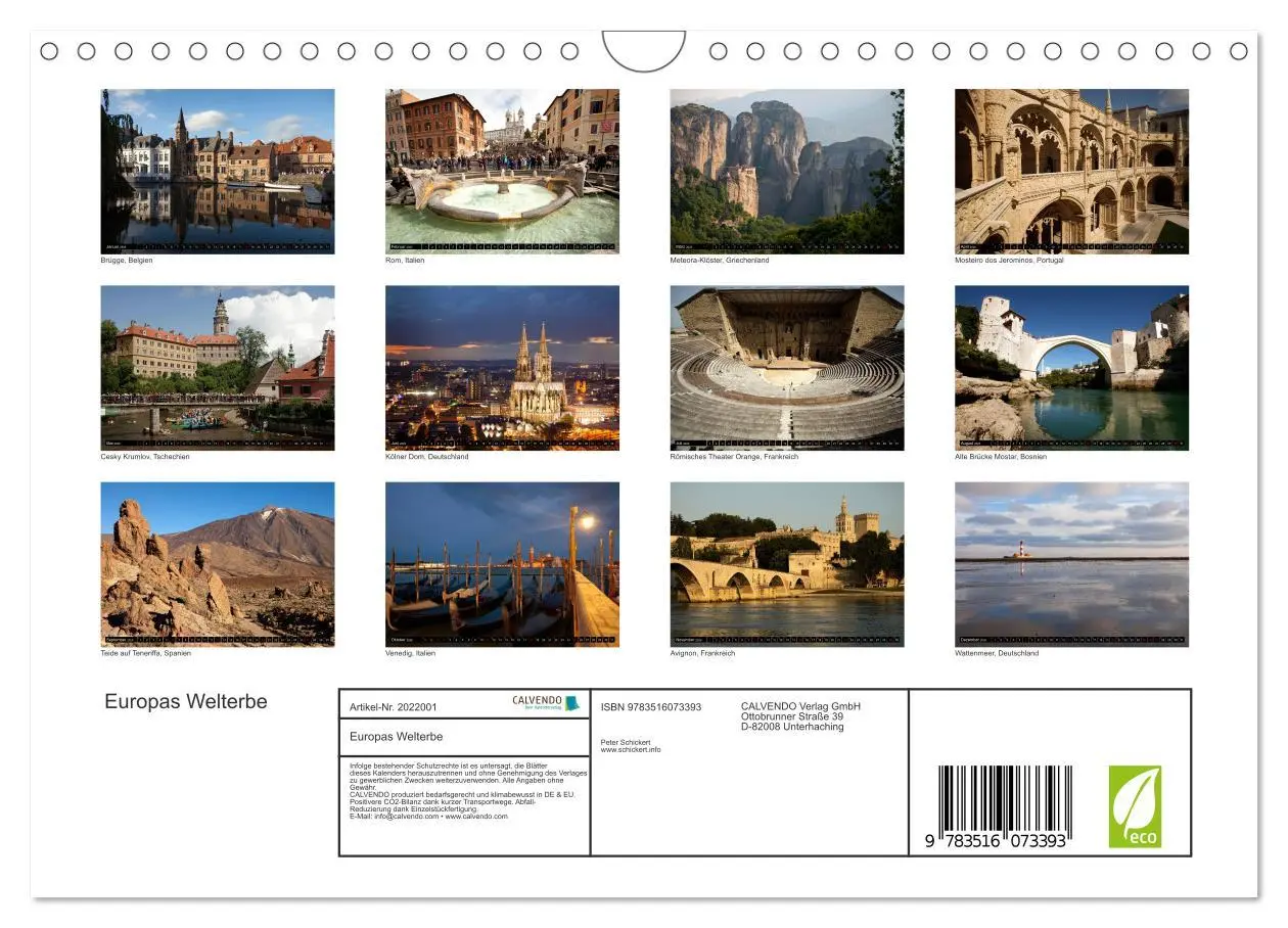 Bild: 9783516073393 | Europas Welterbe (Wandkalender 2026 DIN A4 quer), CALVENDO...