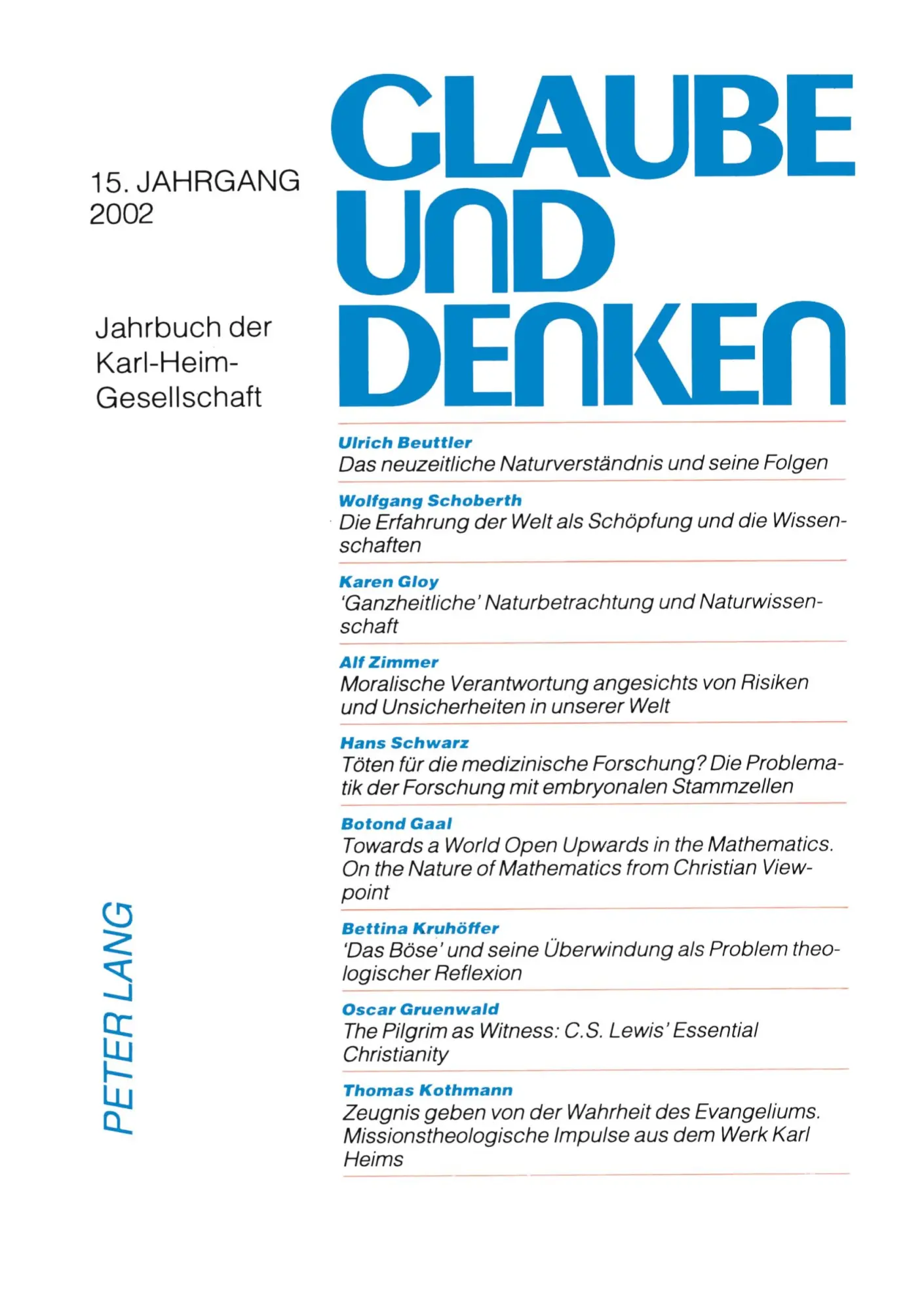 Cover: 9783631503393 | Glaube und Denken | Hans Schwarz | Taschenbuch | Glaube und Denken