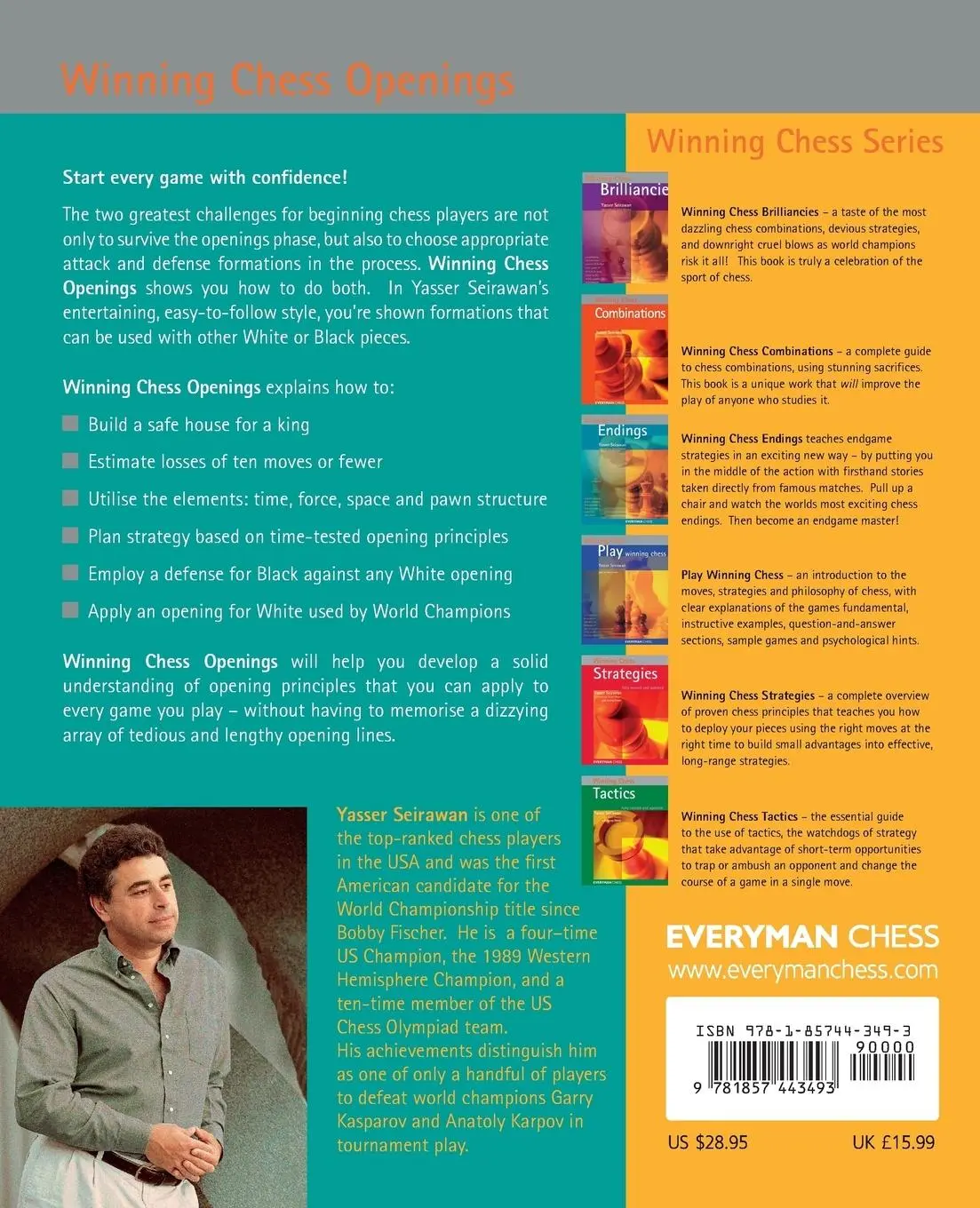 Rückseite: 9781857443493 | Openings | Yasser Seirawan | Taschenbuch | Kartoniert / Broschiert