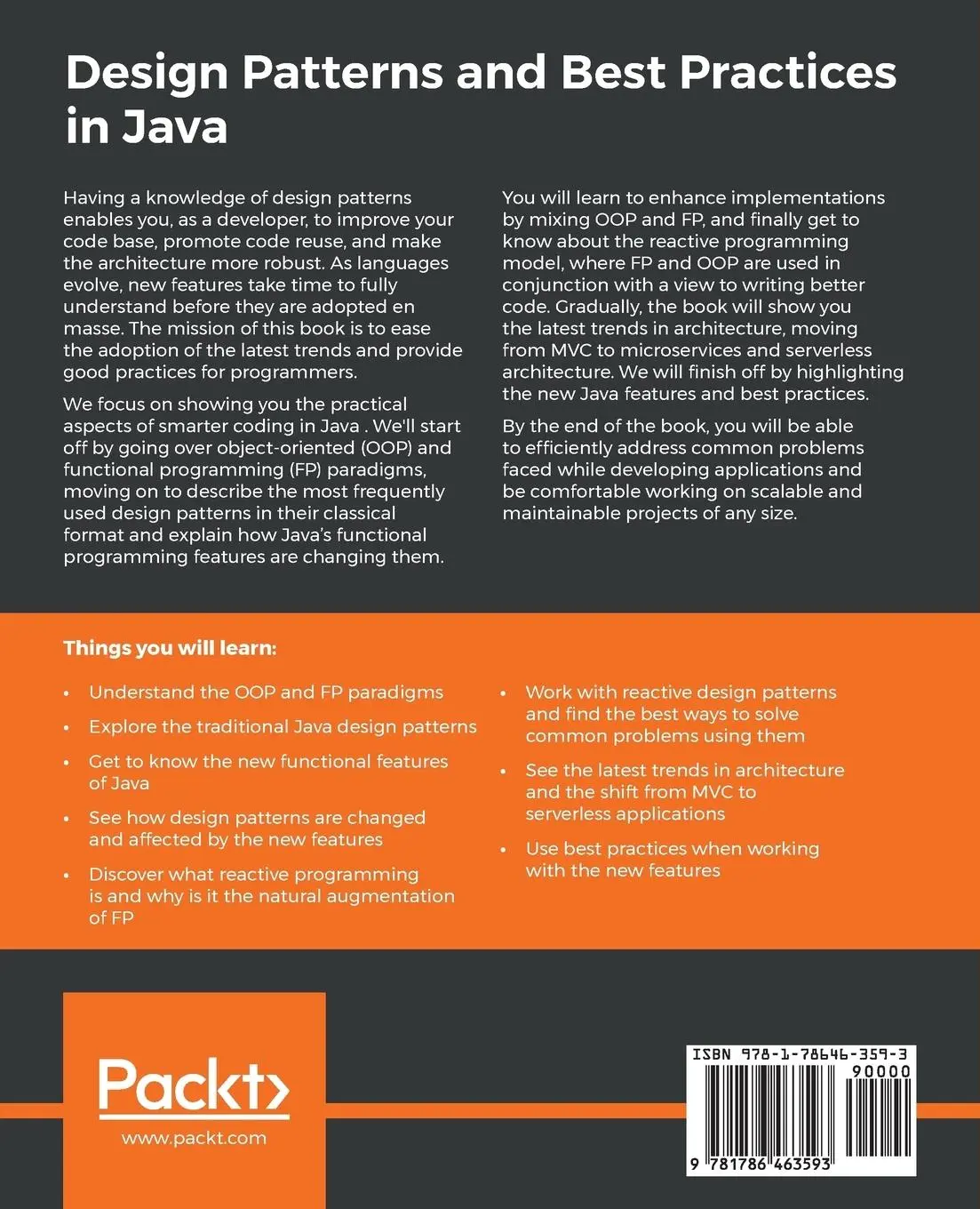 Rückseite: 9781786463593 | Design Patterns and Best Practices in Java | Kamalmeet Singh (u. a.)