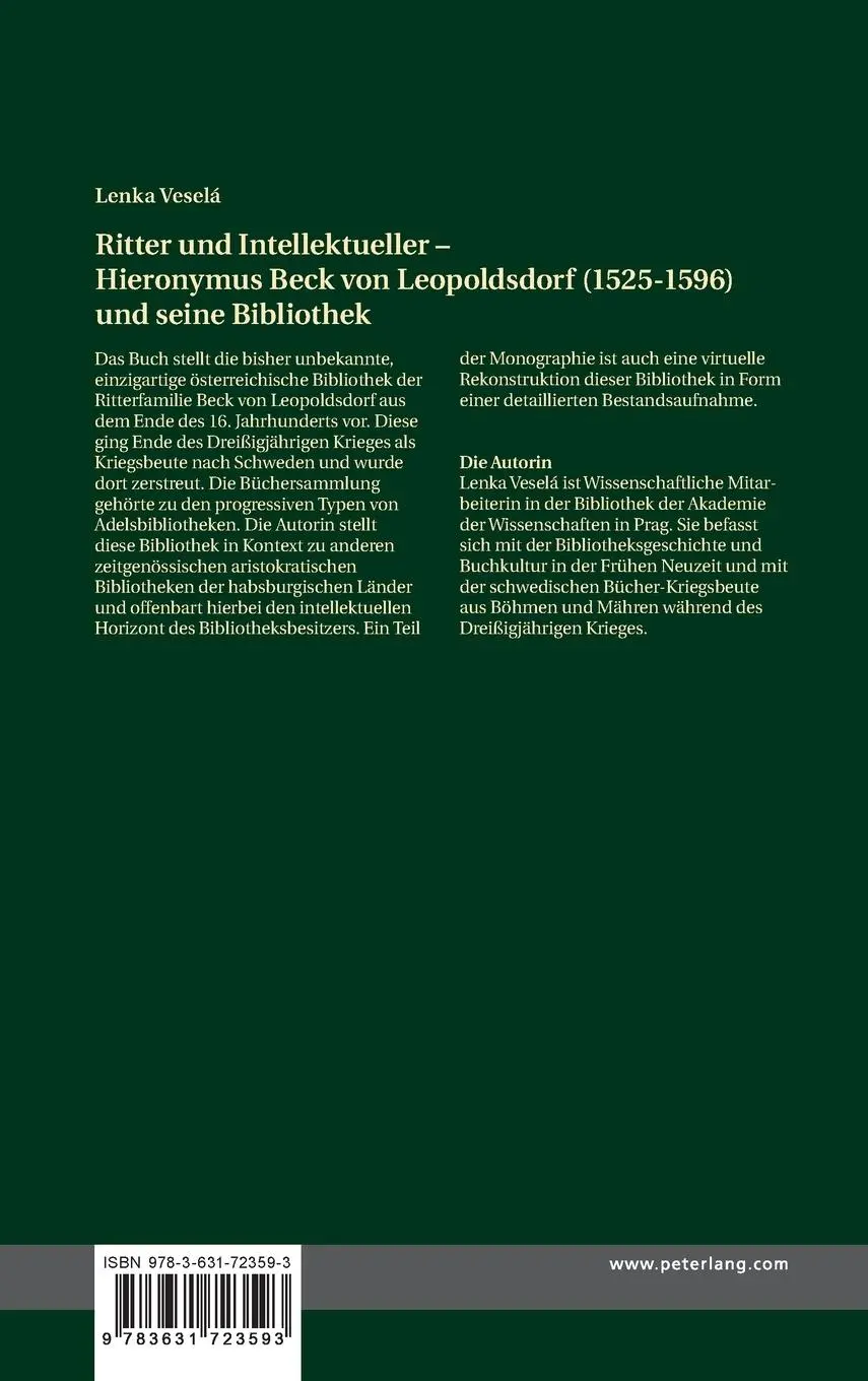 Rückseite: 9783631723593 | Ritter und Intellektueller - Hieronymus Beck von Leopoldsdorf...