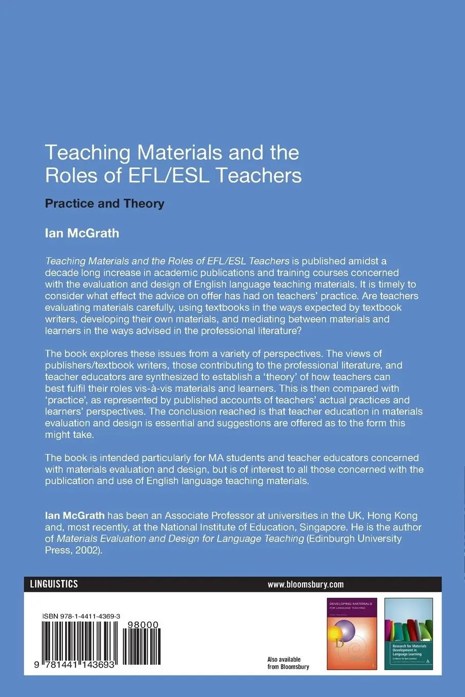 Rückseite: 9781441143693 | Teaching Materials and the Roles of EFL/ESL Teachers | Ian Mcgrath