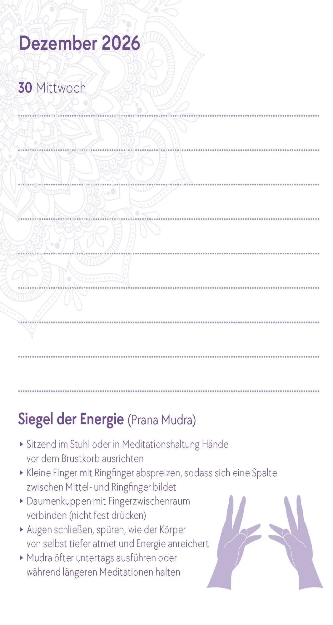 Bild: 9783517103693 | Yoga-Kalender 2026 - Taschenkalender mit Mantras, Meditationen,...