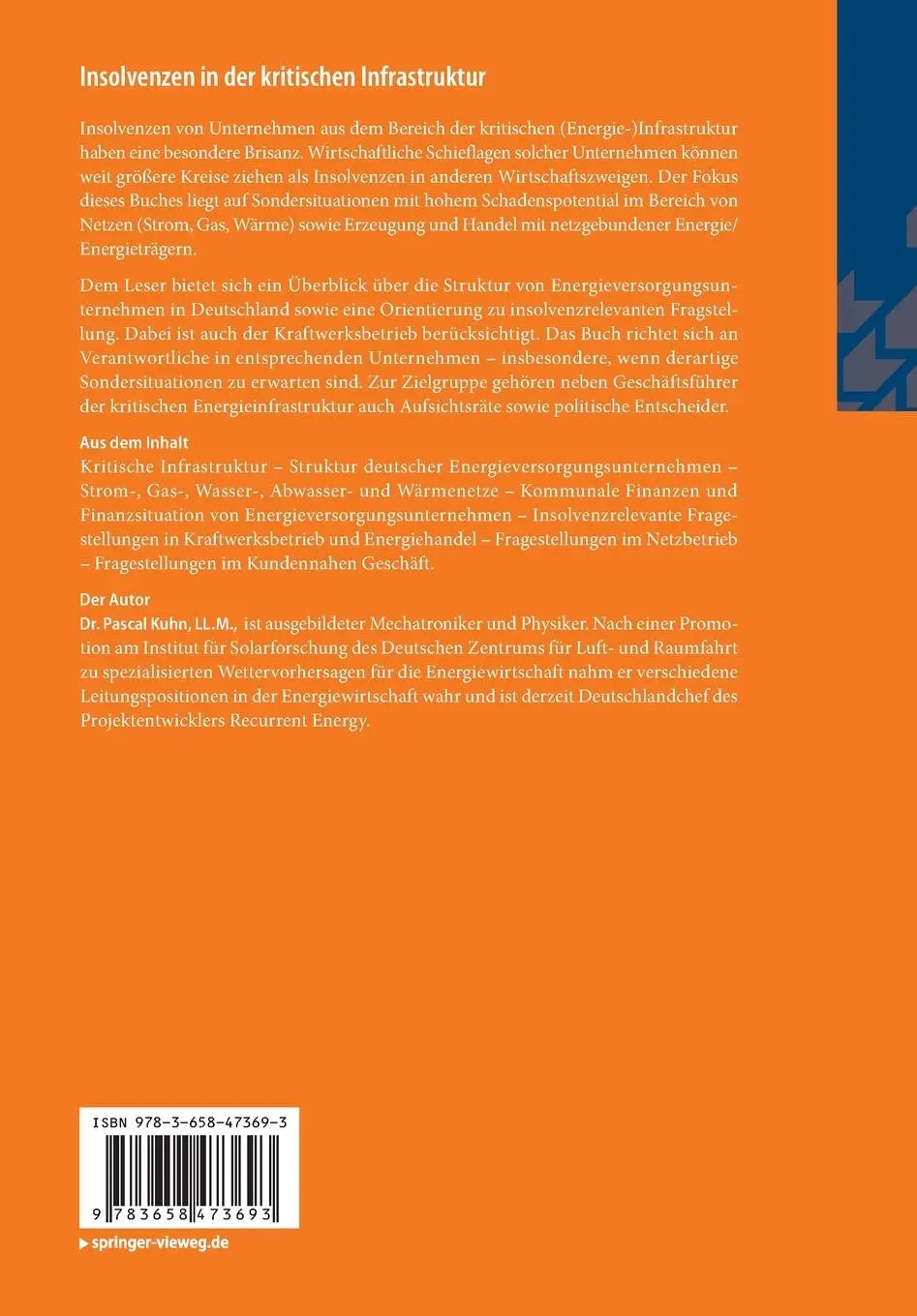 Rückseite: 9783658473693 | Insolvenzen in der kritischen Infrastruktur | Pascal Kuhn | Buch | xi