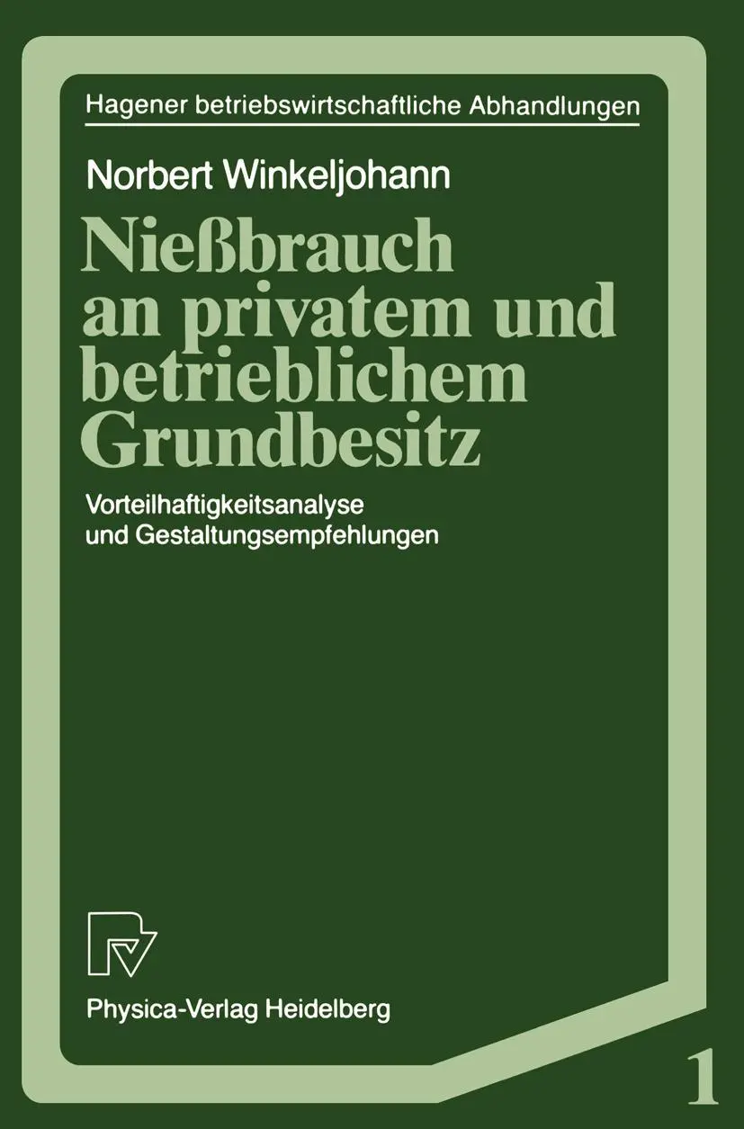Cover: 9783790803693 | Nießbrauch an privatem und betrieblichem Grundbesitz | Winkeljohann