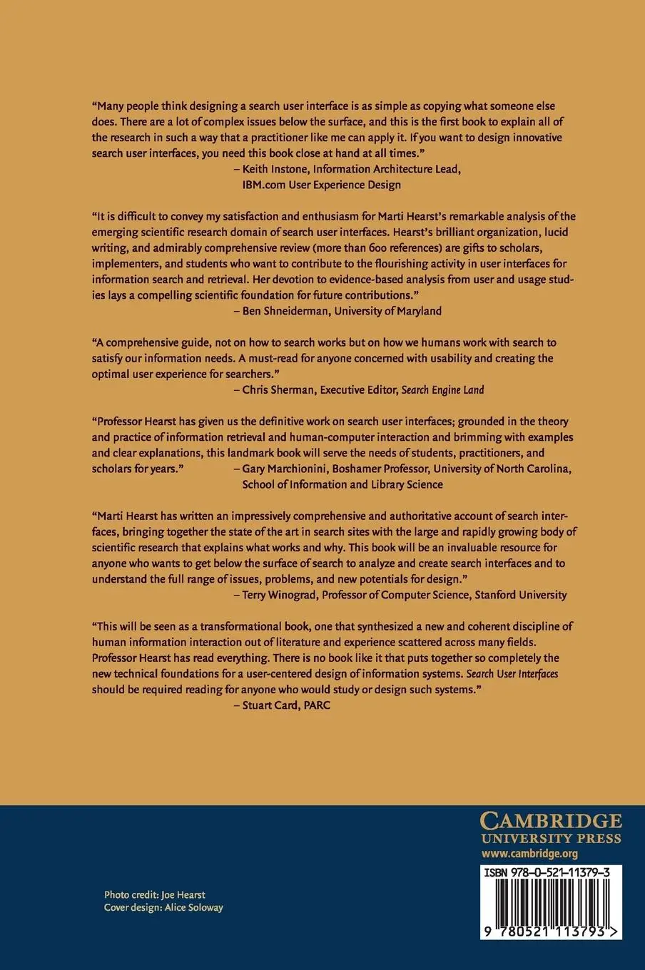 Rückseite: 9780521113793 | Search User Interfaces | Marti A. Hearst | Buch | Englisch | 2009