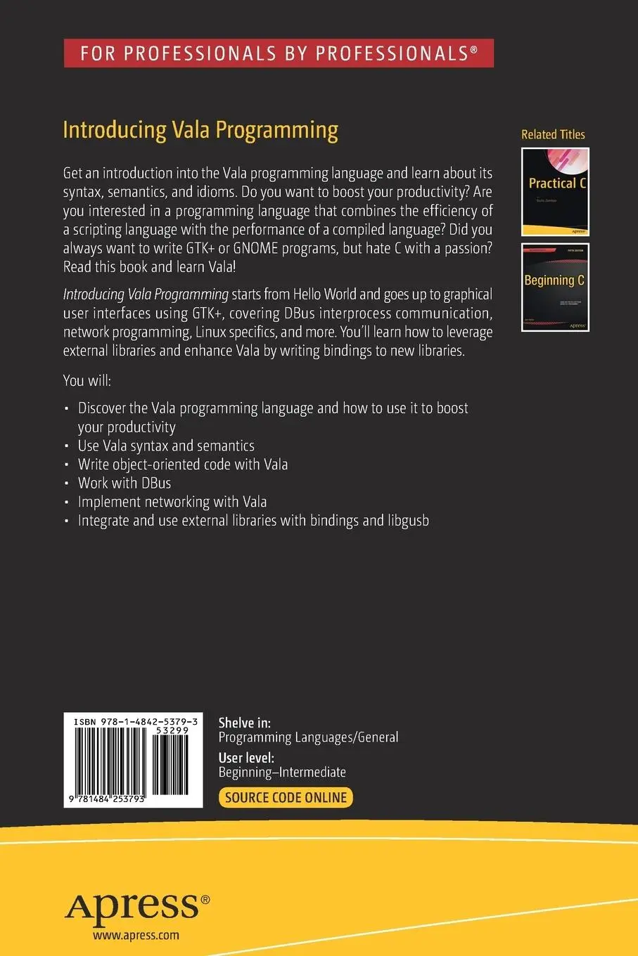 Rückseite: 9781484253793 | Introducing Vala Programming | Michael Lauer | Taschenbuch | xi | 2019