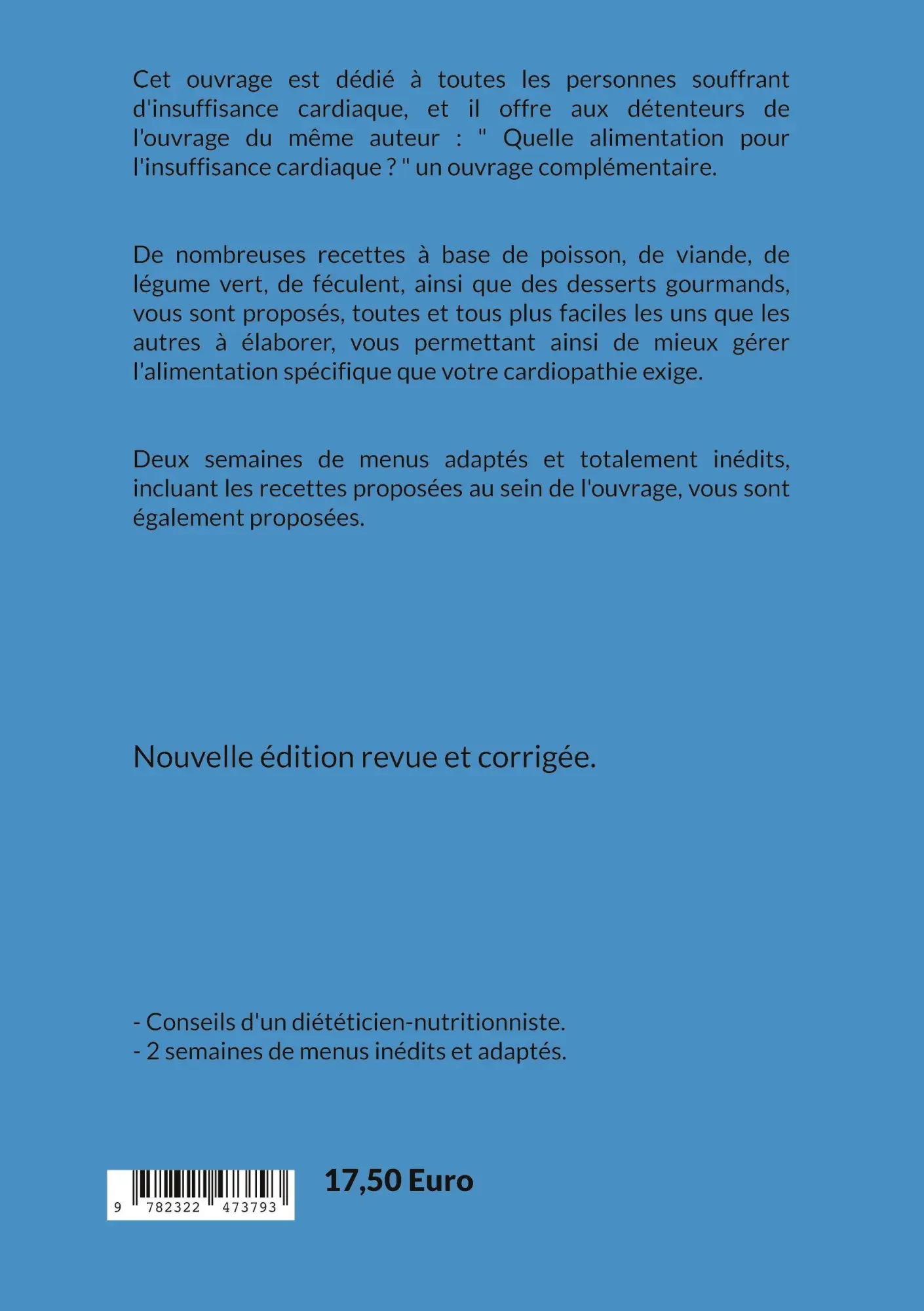Rückseite: 9782322473793 | Mes recettes faciles pour l'insuffisance cardiaque | Cédric Menard