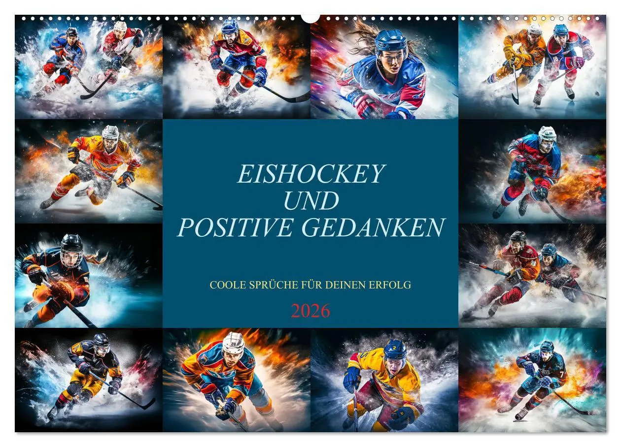Cover: 9783457493793 | Eishockey und positive Gedanken (Wandkalender 2026 DIN A2 quer),...