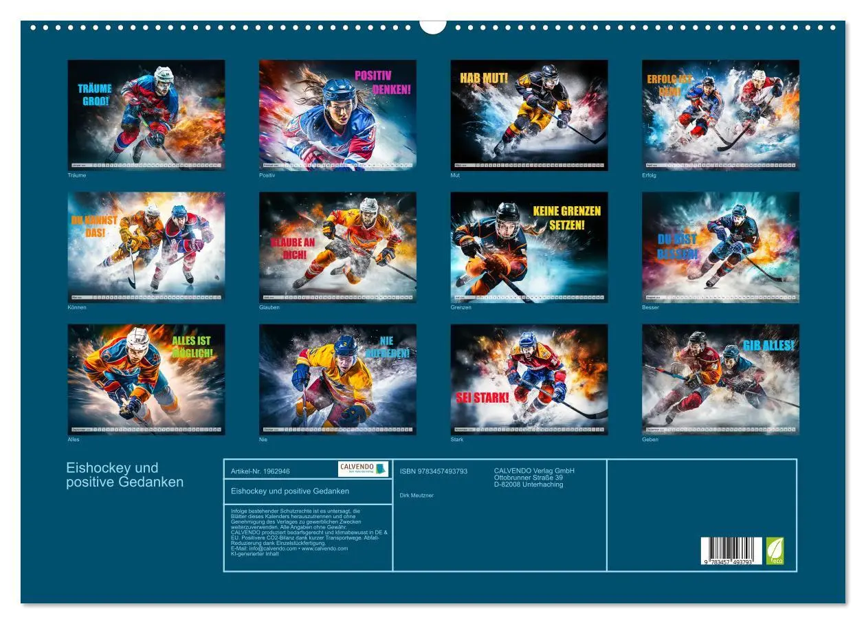 Bild: 9783457493793 | Eishockey und positive Gedanken (Wandkalender 2026 DIN A2 quer),...