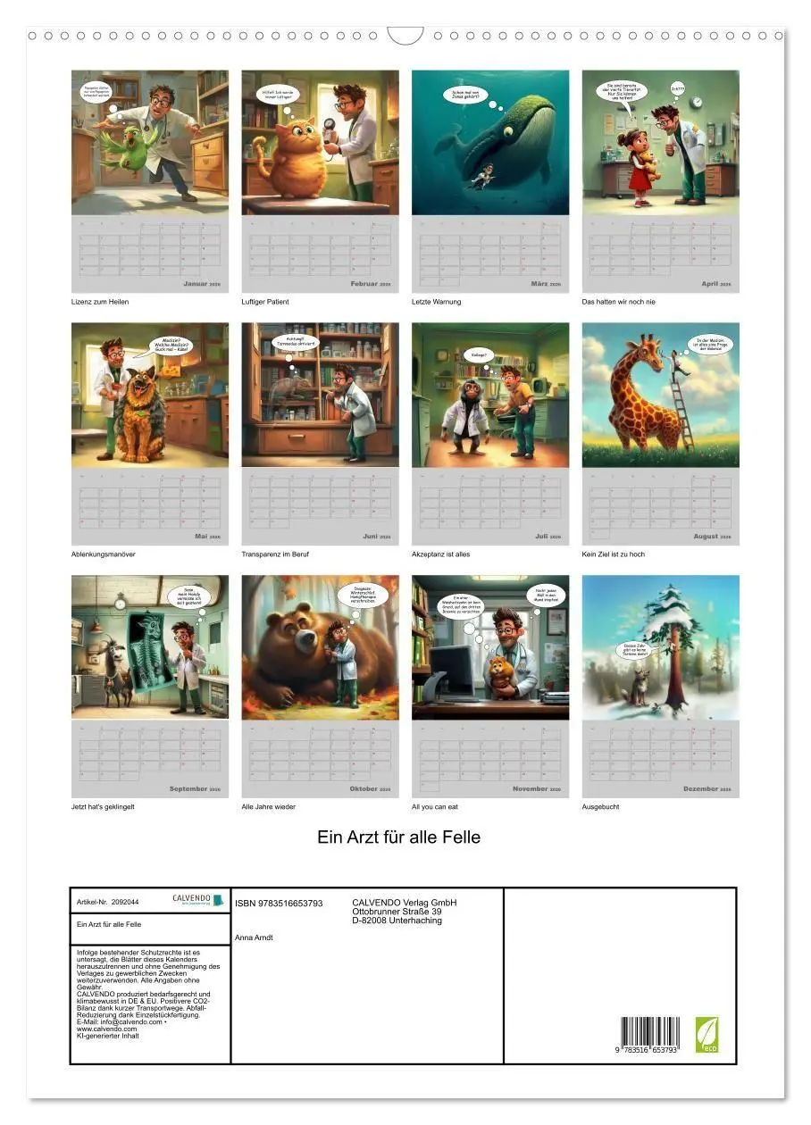 Bild: 9783516653793 | Ein Arzt für alle Felle (Wandkalender 2026 DIN A2 hoch), CALVENDO...