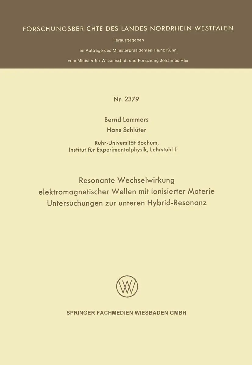 Cover: 9783531023793 | Resonante Wechselwirkung elektromagnetischer Wellen mit ionisierter...