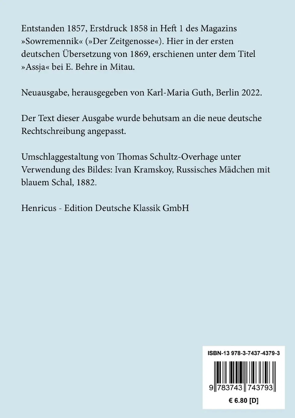 Rückseite: 9783743743793 | Asja | Eine Liebe am Mittelrhein | Iwan Turgenjew | Taschenbuch | 2022