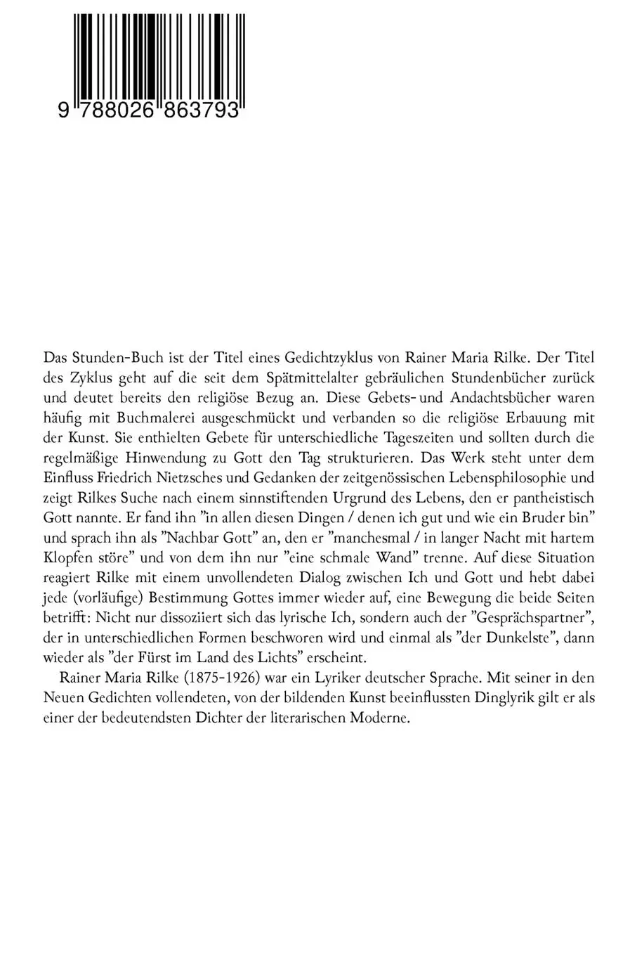 Rückseite: 9788026863793 | Das Stunden-Buch | Rainer Maria Rilke | Taschenbuch | Englisch | 2017