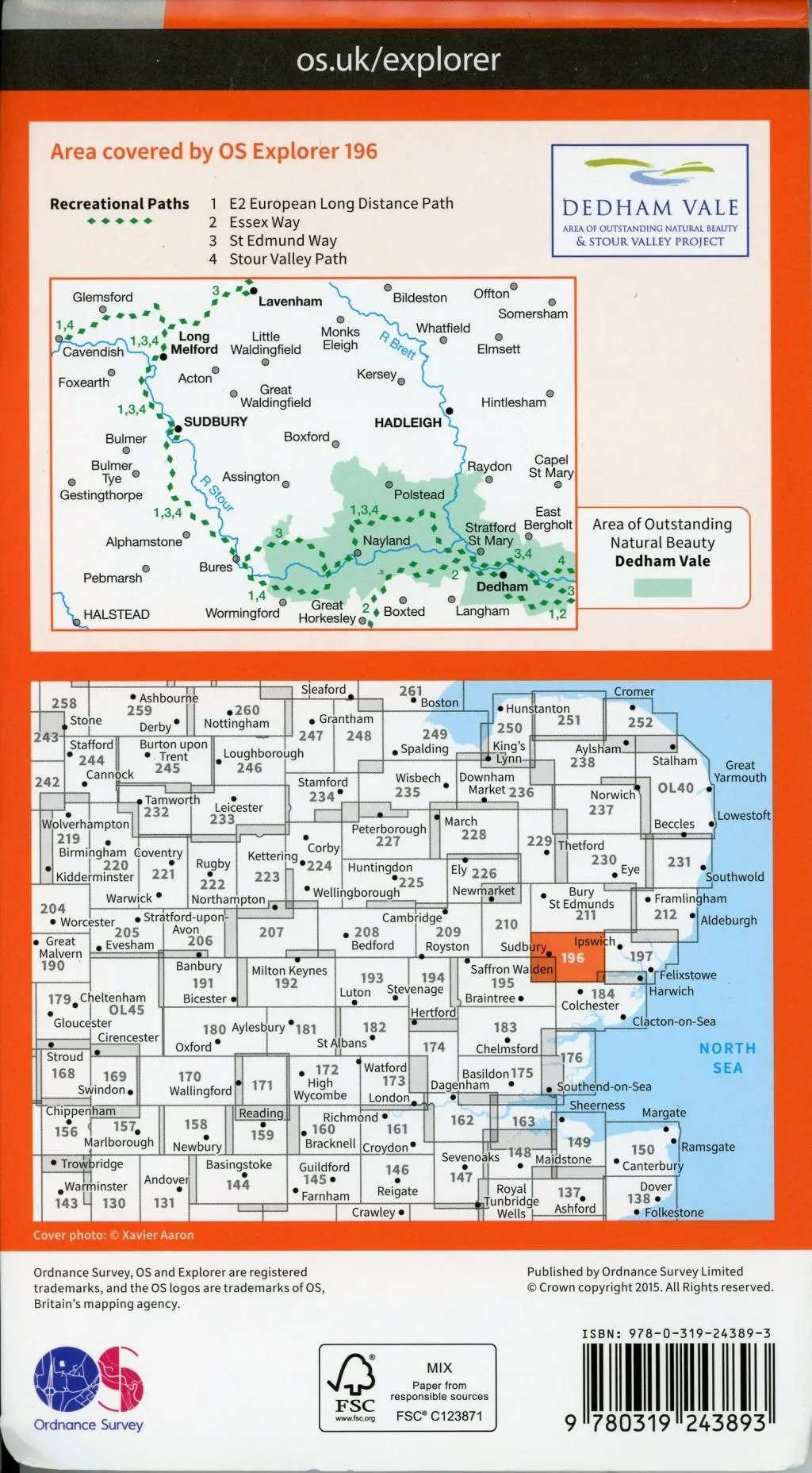 Bild: 9780319243893 | Sudbury, Hadleigh and Dedham Vale | Ordnance Survey | (Land-)Karte