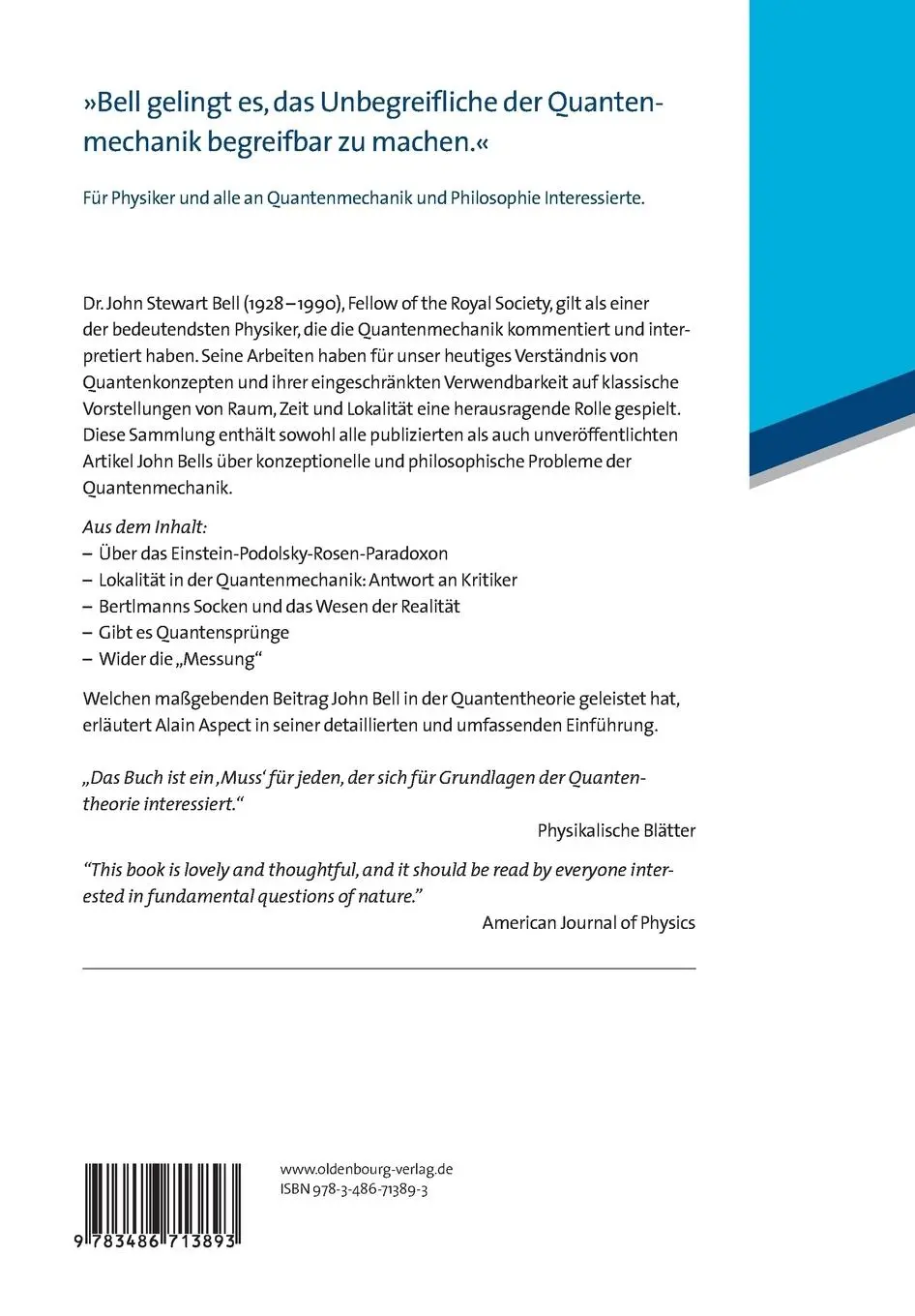 Rückseite: 9783486713893 | Sechs mögliche Welten der Quantenmechanik | John S. Bell | Taschenbuch