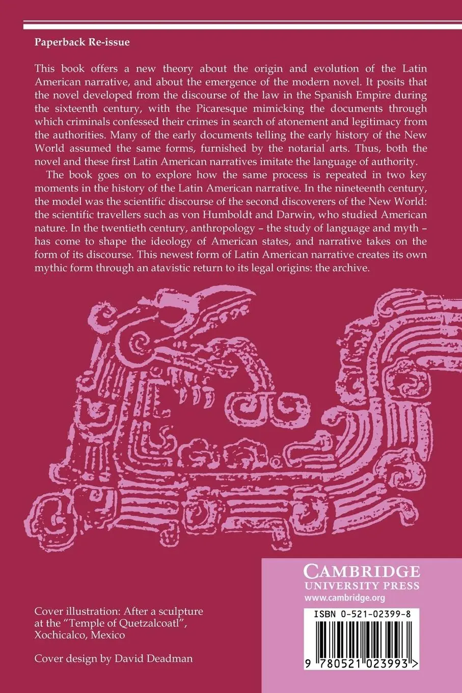 Rückseite: 9780521023993 | Myth and Archive | A Theory of Latin American Narrative | Taschenbuch