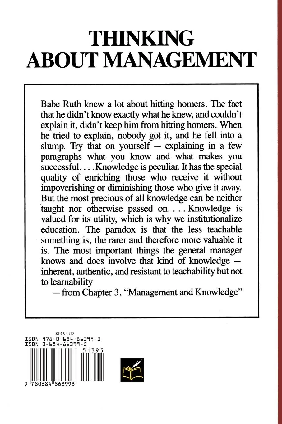Rückseite: 9780684863993 | Thinking about Management | Theodore Levitt | Taschenbuch | Englisch