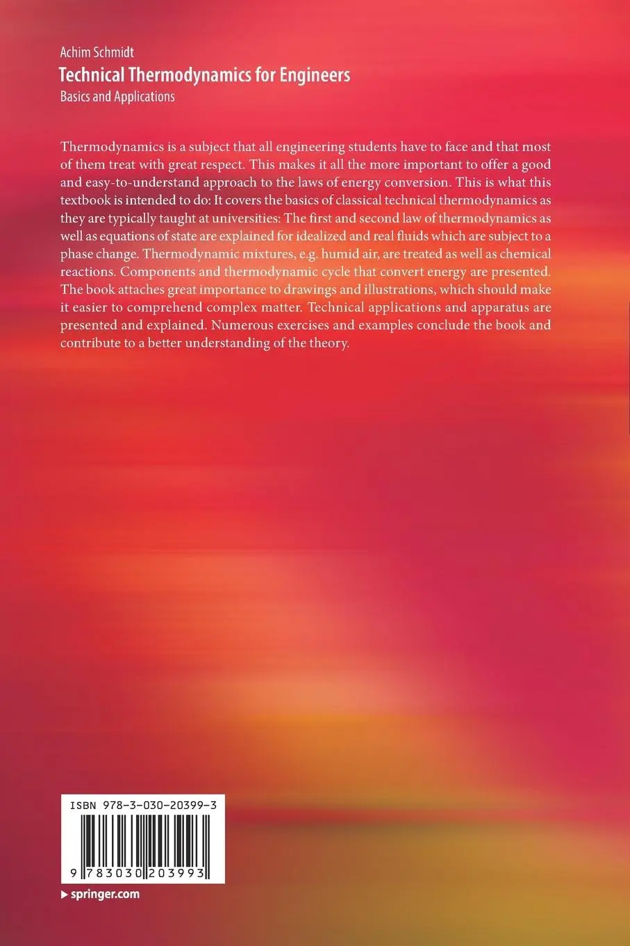 Rückseite: 9783030203993 | Technical Thermodynamics for Engineers | Basics and Applications