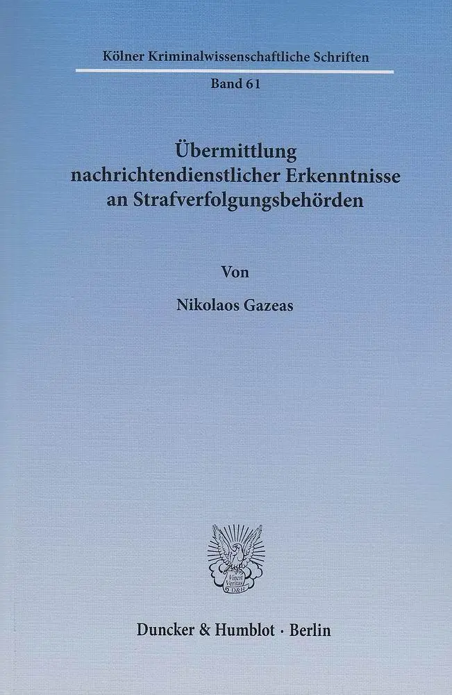 Cover: 9783428143993 | Übermittlung nachrichtendienstlicher Erkenntnisse an...