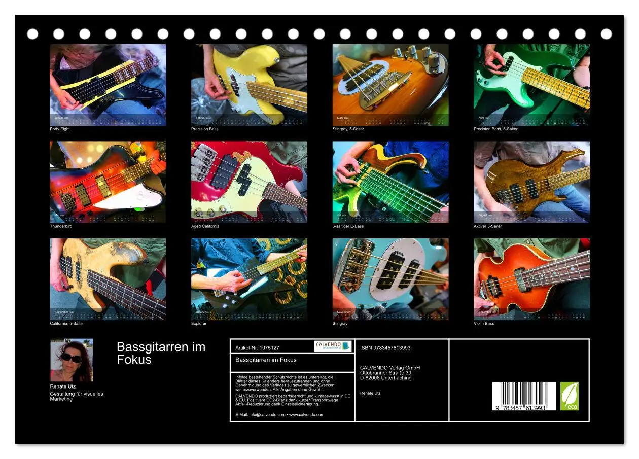 Bild: 9783457613993 | Bassgitarren im Fokus (Tischkalender 2026 DIN A5 quer), CALVENDO...