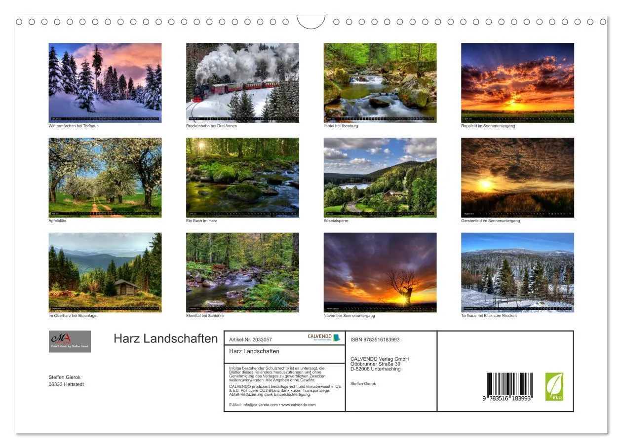 Bild: 9783516183993 | Harz Landschaften (Wandkalender 2026 DIN A3 quer), CALVENDO...