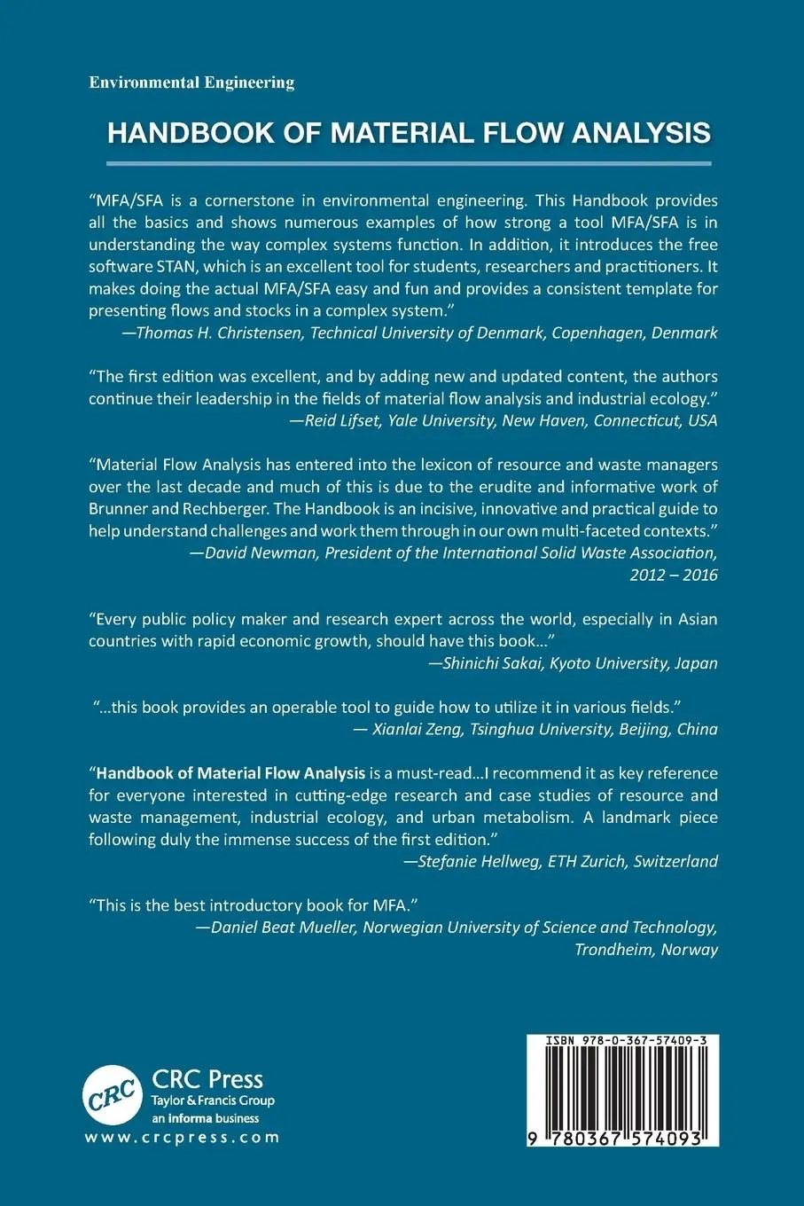 Rückseite: 9780367574093 | Handbook of Material Flow Analysis | Paul H. Brunner (u. a.) | Buch