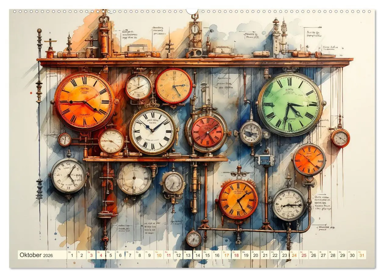 Bild: 9783457504093 | Uhren Uhrzeit (hochwertiger Premium Wandkalender 2026 DIN A2 quer),...