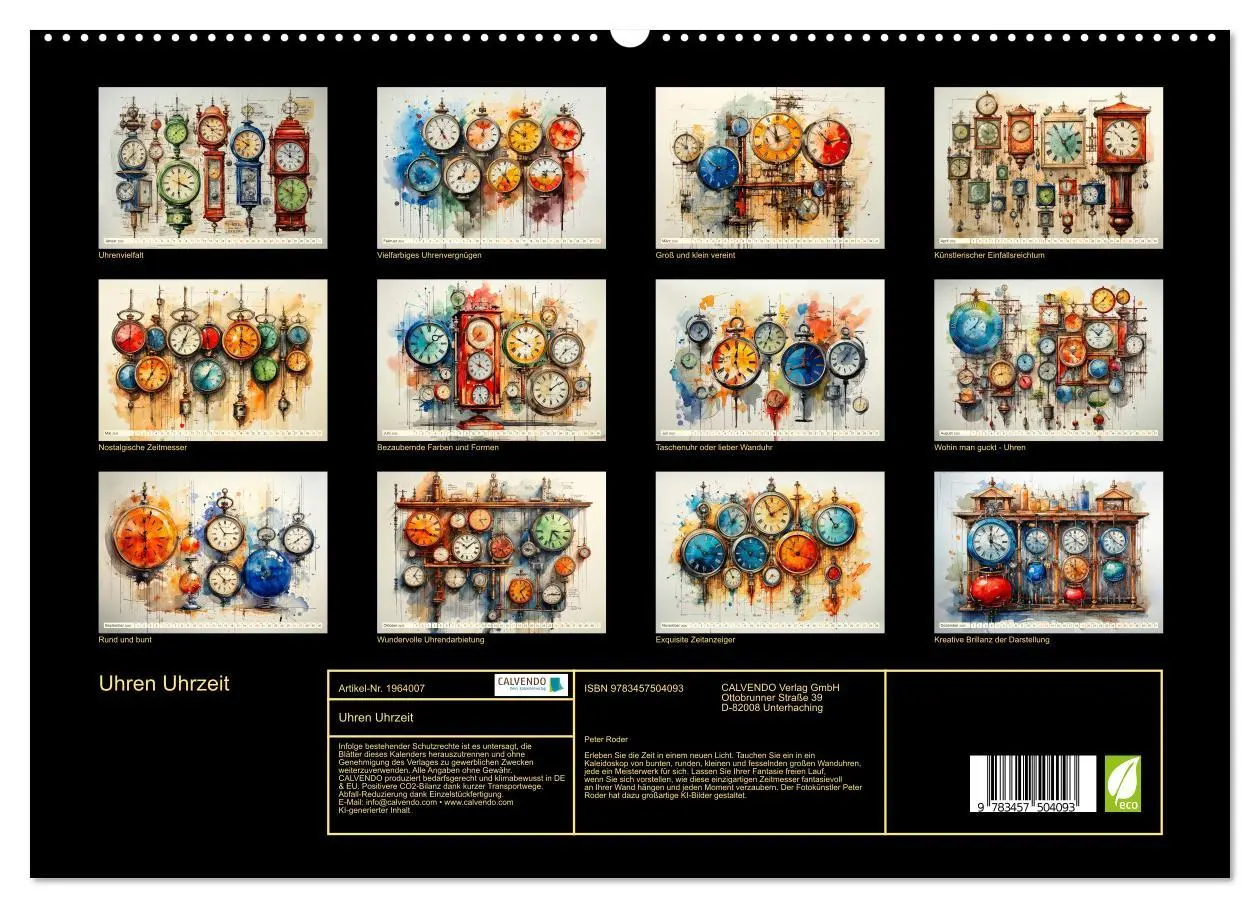 Bild: 9783457504093 | Uhren Uhrzeit (hochwertiger Premium Wandkalender 2026 DIN A2 quer),...
